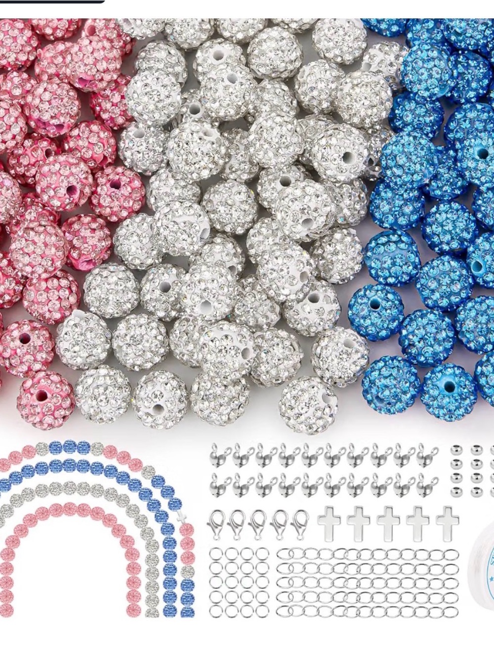 10mm Rhinestone Bead Kit - great for baseball necklaces